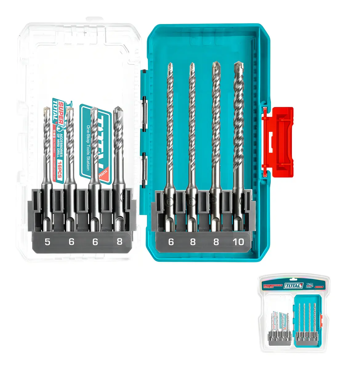 Set 8 Mechas Widia Total SDS Plus 5 A 10mm Para Concreto