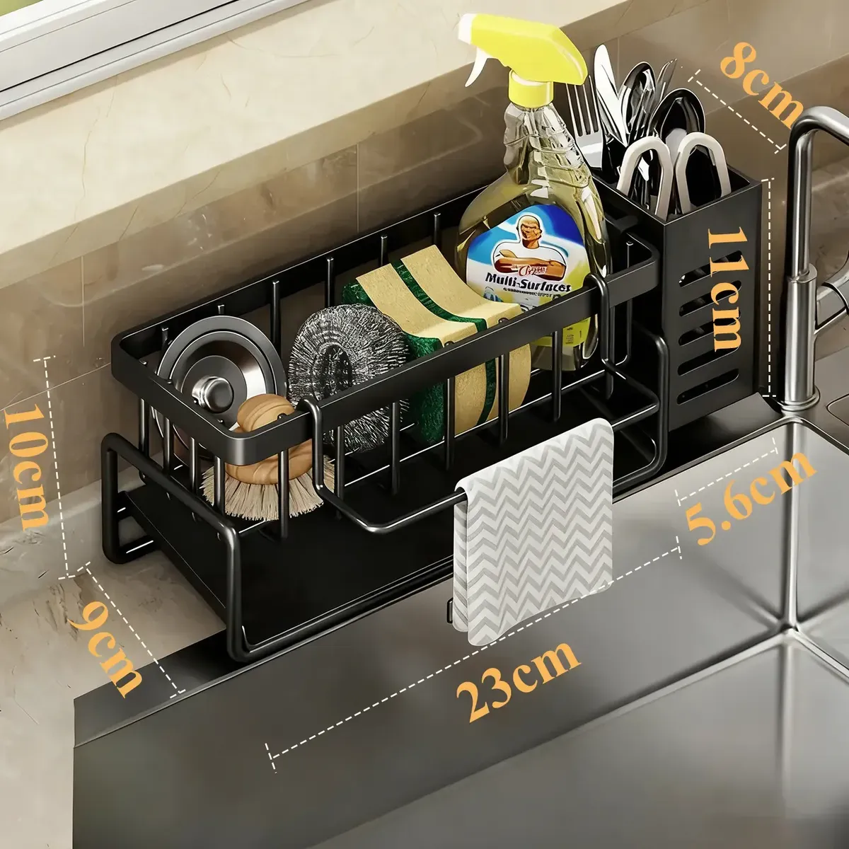 Organizador Bacha Cocina Acero Porta Esponja Y Detergente