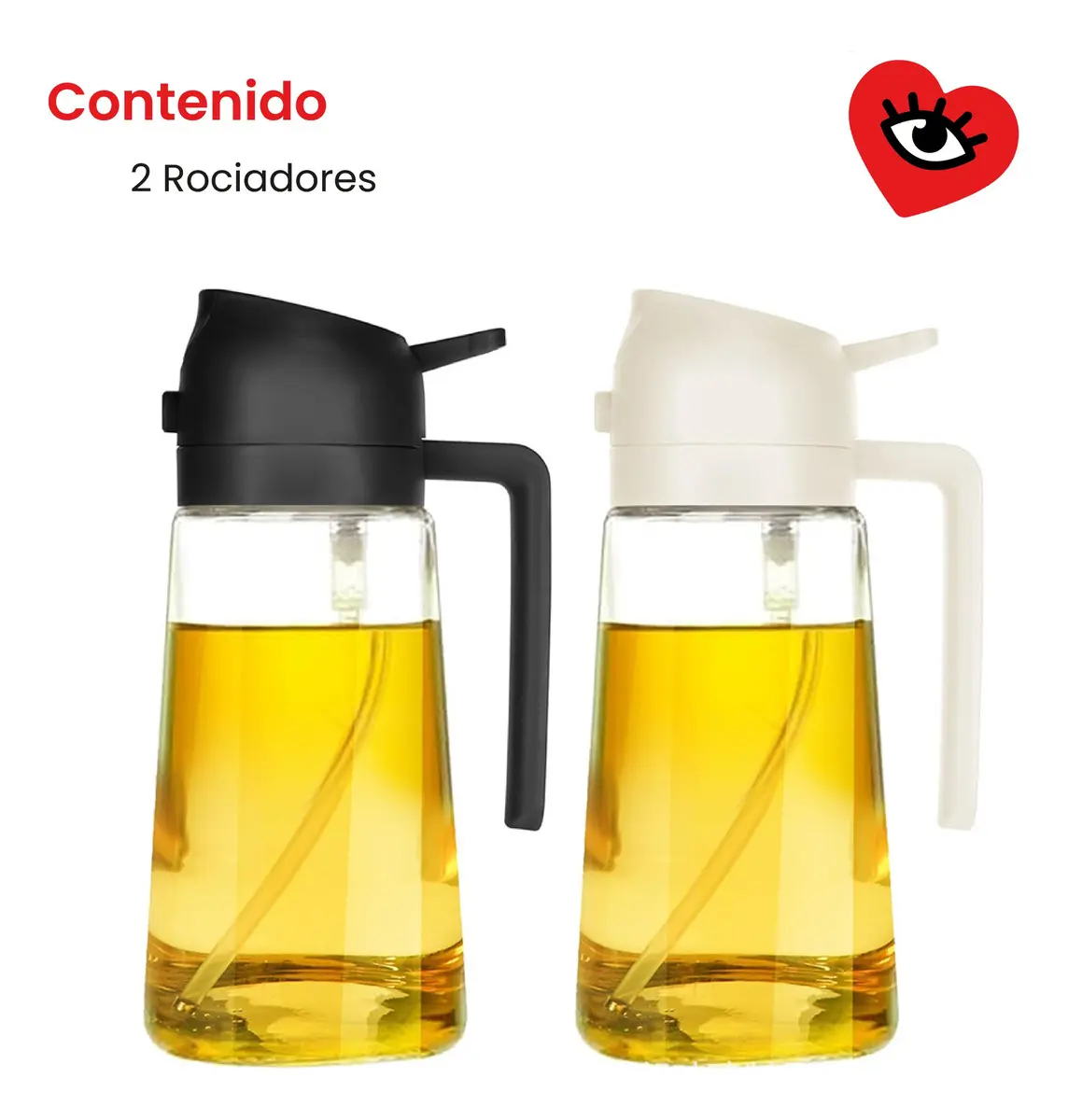 Aceitera Vidrio Pack X2 Veoquiero Rociador Spray Y Pico