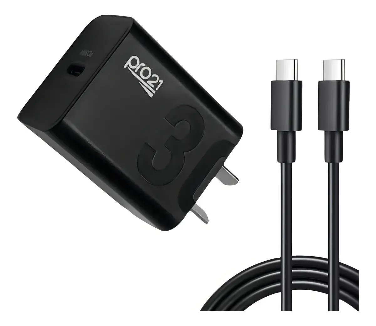 Cargador Rápido Pro21 30w Tipo C + Cable Usb-c Negro