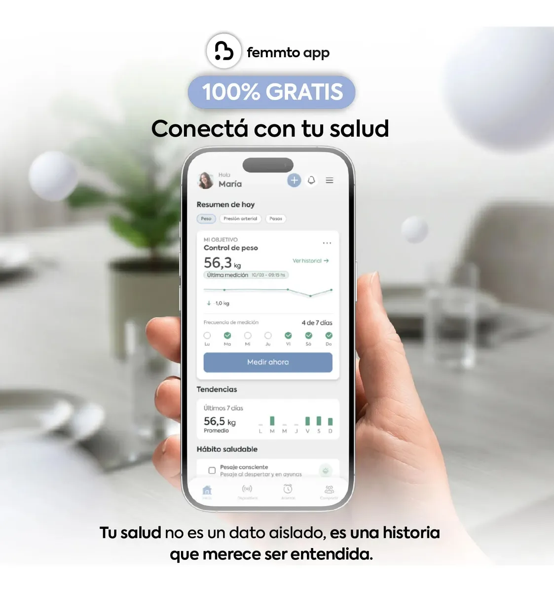 Balanza Digital Femmto Isora Bluetooth 180kg Baño