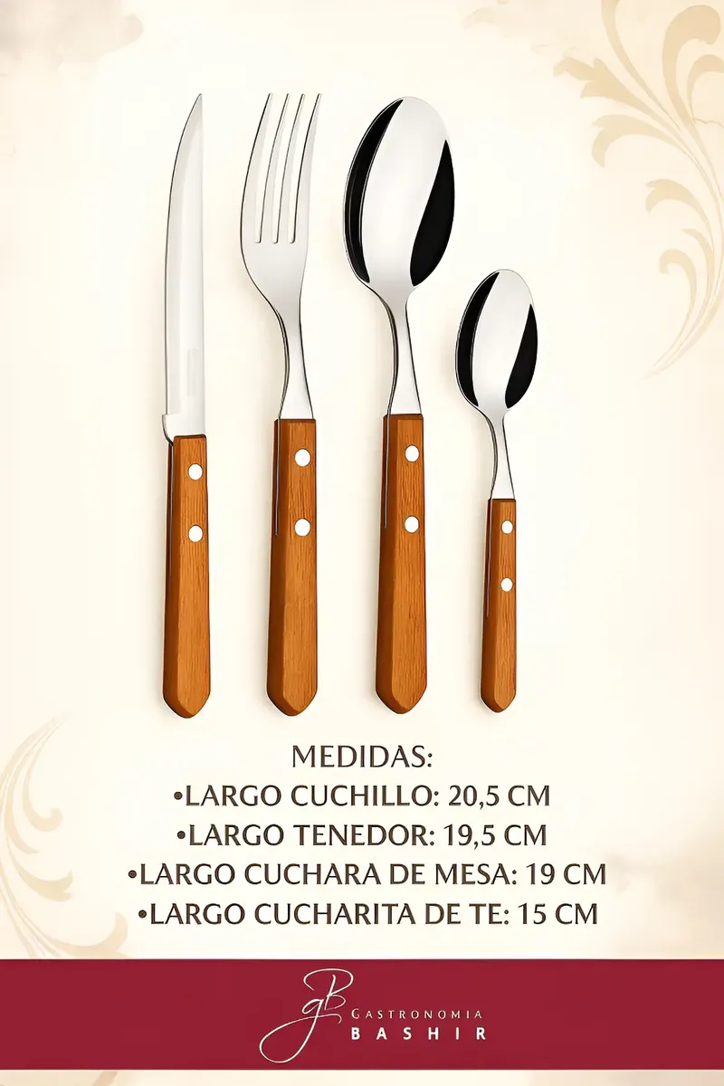 Cubiertos Tramontina Dynamic X24 Acero Inox Mango Madera