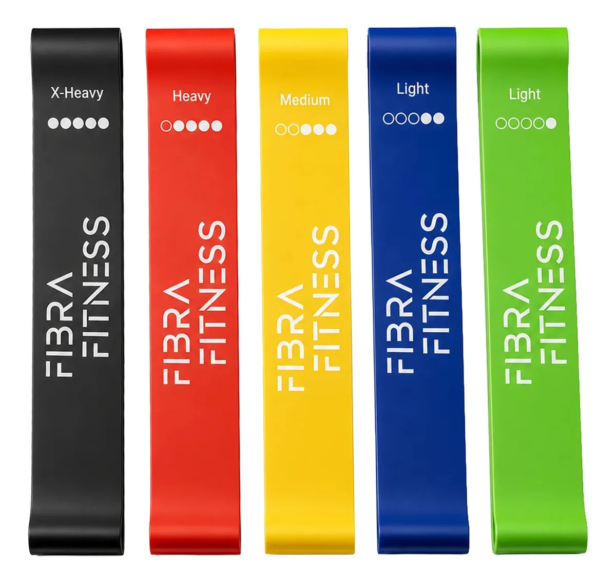 Kit 5 Bandas Elásticas Circulares Fibra Fitness TPE