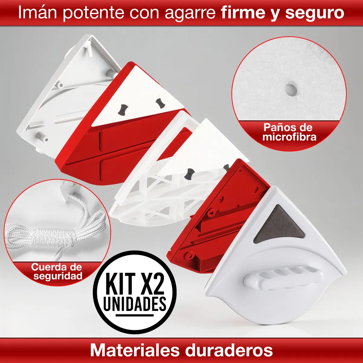 Set X2 Limpiavidrios Magnético Triangular Energy Plus