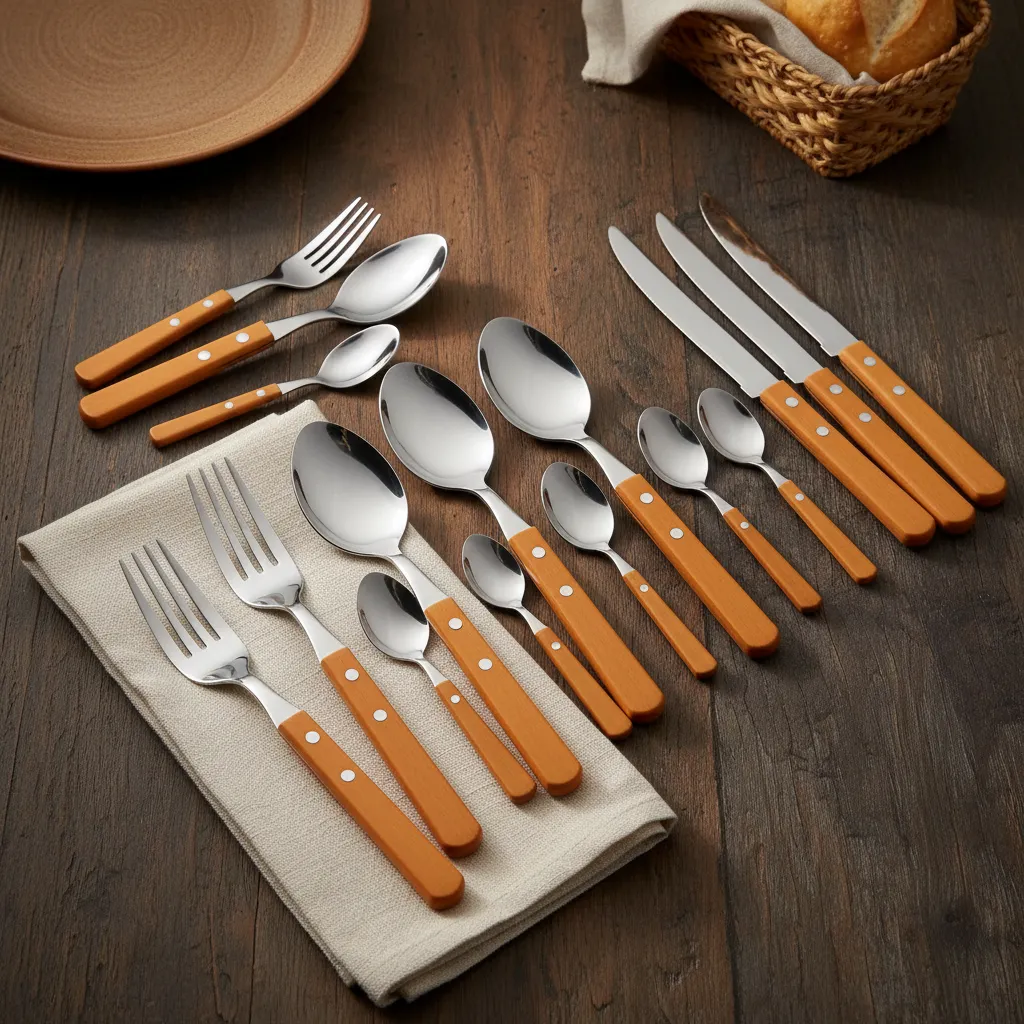 Cubiertos Tramontina Dynamic X24 Acero Inox Mango Madera