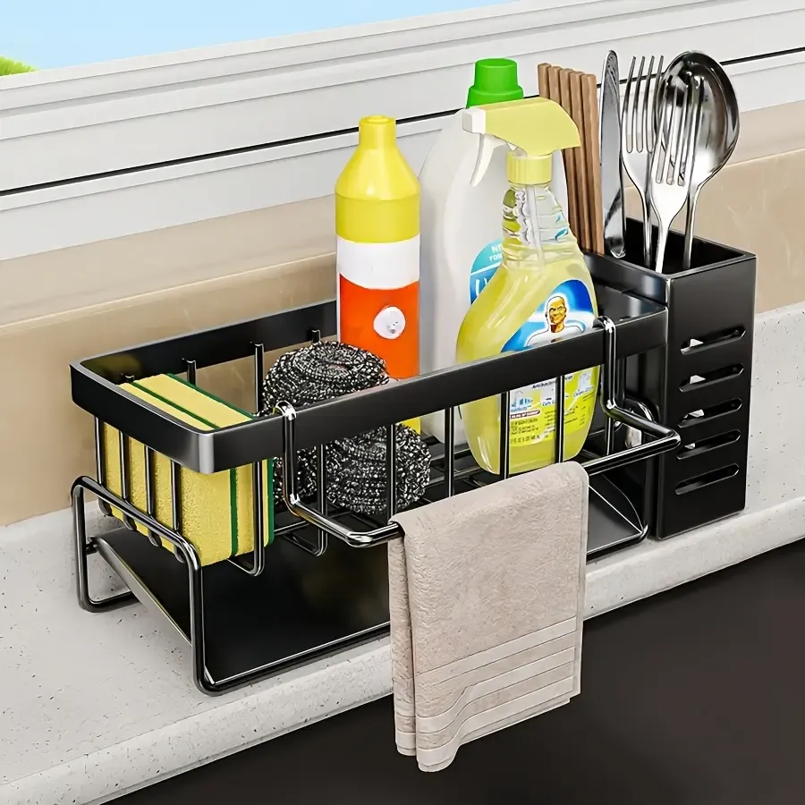 Organizador Bacha Cocina Acero Porta Esponja Y Detergente