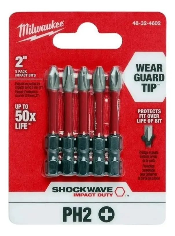 Puntas Phillips PH2 Milwaukee Shockwave 2" x5 Impacto