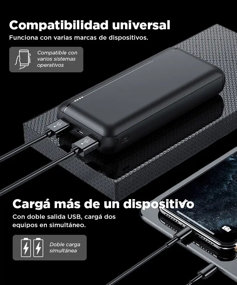Power Bank Gadnic 25000mah Carga Rápida Usb-c Y Micro Usb