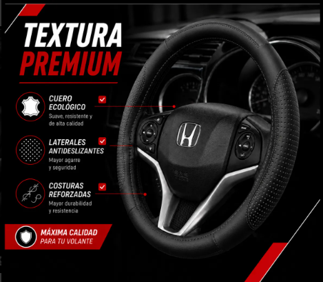 Funda Cubre Volante Auto Cuerina Antideslizante 37-39cm