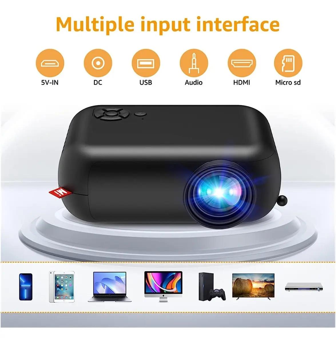 Mini Proyector Portátil A10 1800 Lúmenes Led Negro