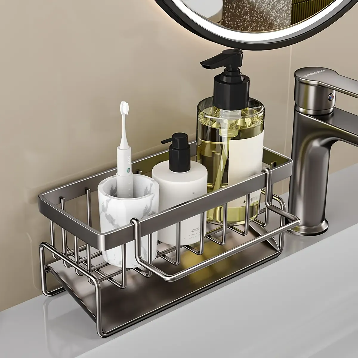 Organizador Bacha Cocina Acero Porta Esponja Y Detergente