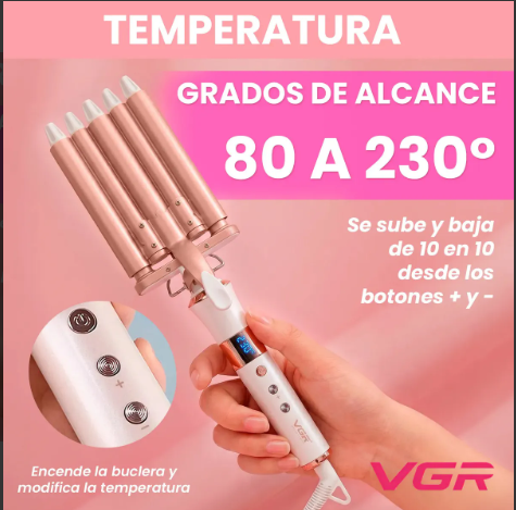 Buclera Rizador VGR V-528 5 Ondas Cerámica 230°C