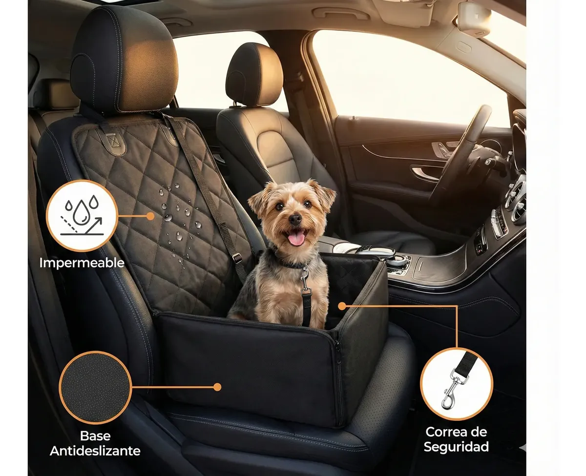 Asiento Elevador Auto Para Perros Roketo Pets Impermeable