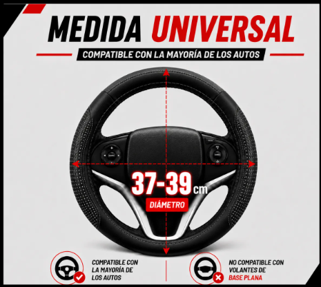 Funda Cubre Volante Auto Cuerina Antideslizante 37-39cm