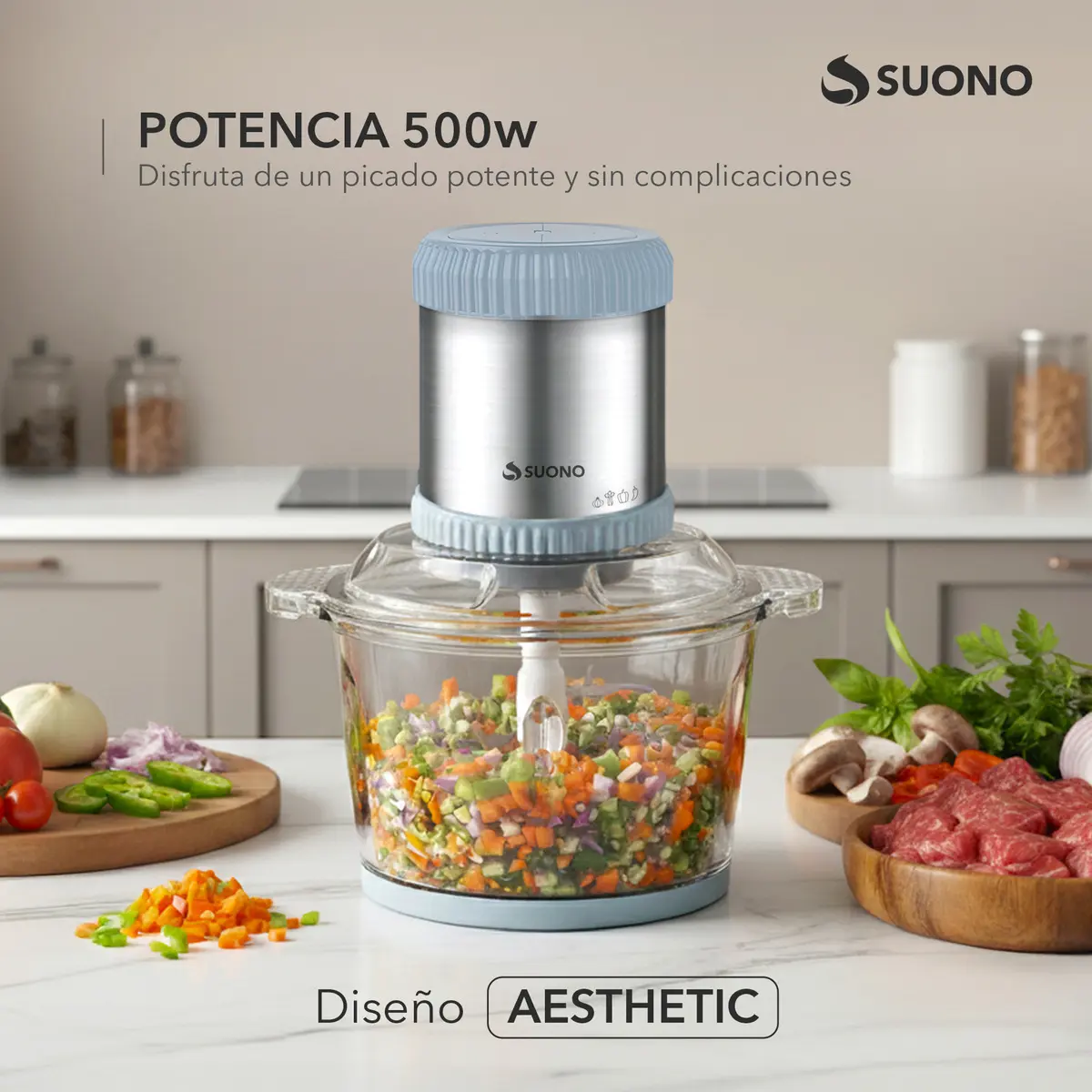 Picadora Procesadora Suono 2l 500w Acero Inoxidable