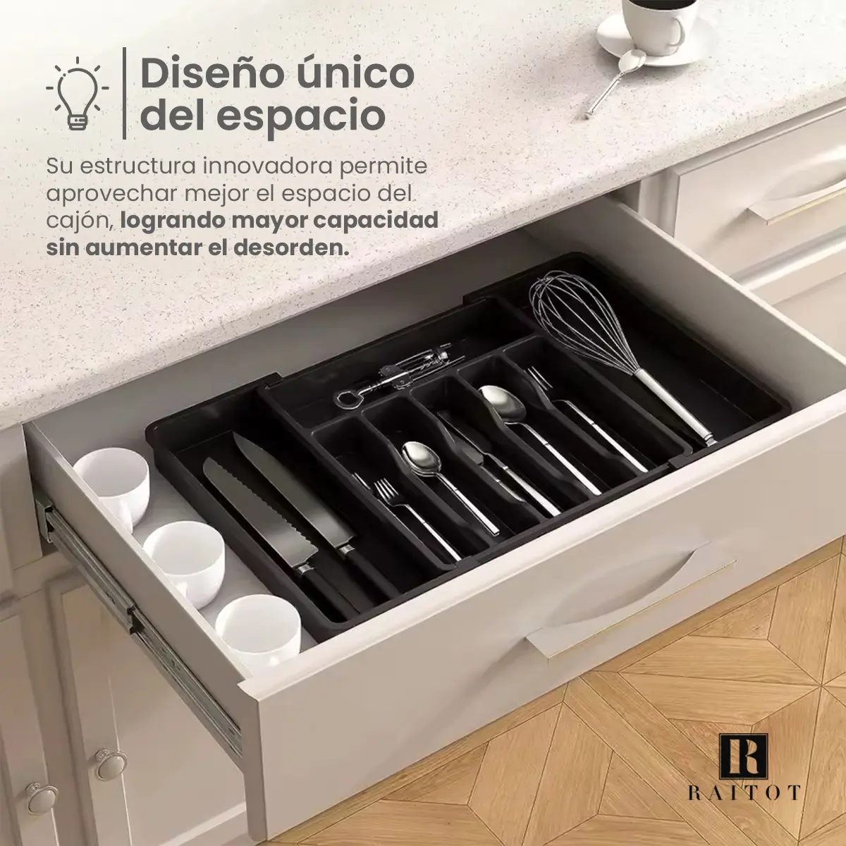 Organizador Cubiertos Extensible Raitot 8 Compartimentos