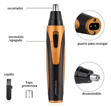 Corta Pelo Nariz Y Orejas Sportsman 2 En 1 Recargable