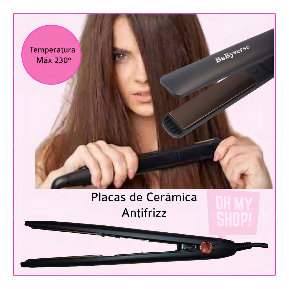 Planchita Alisadora BaByverse PP-0005 Cerámica 230° Negra