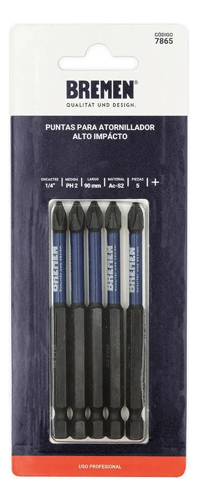 Set 5 Puntas Atornillador Impacto Bremen Ph2 90mm