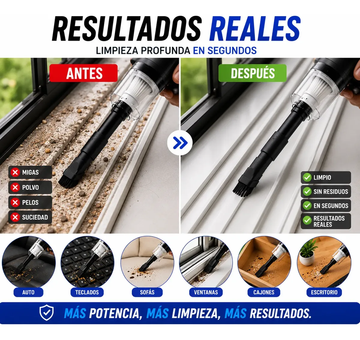 Aspiradora Portátil Inalámbrica 8000 Pa Mascotas Auto