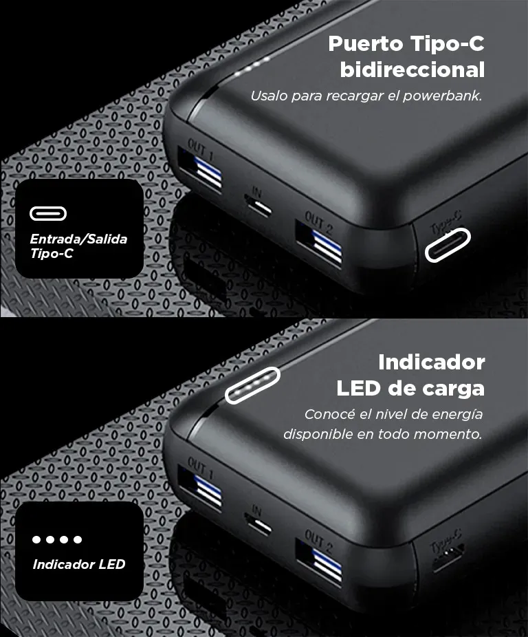 Power Bank Gadnic 25000mah Carga Rápida Usb-c Y Micro Usb