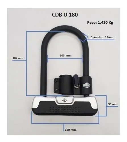 Traba U Bulit Máxima Seguridad 320mm Acero 18mm Gris