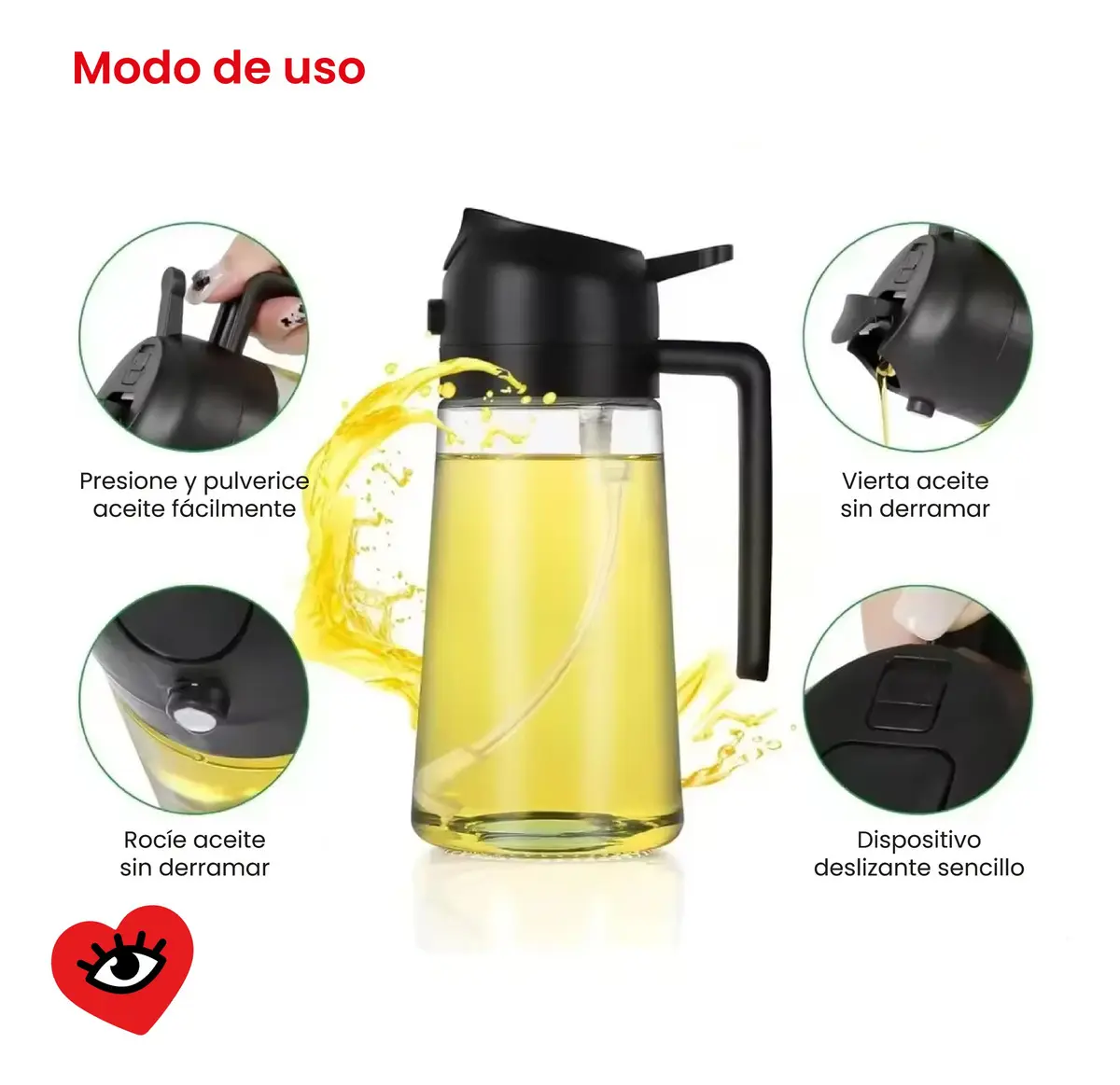Aceitera Vidrio Pack X2 Veoquiero Rociador Spray Y Pico