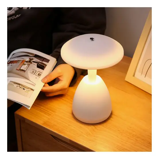 Lampara Velador Hongo Jalomi Tactil Recargable LED Blanco