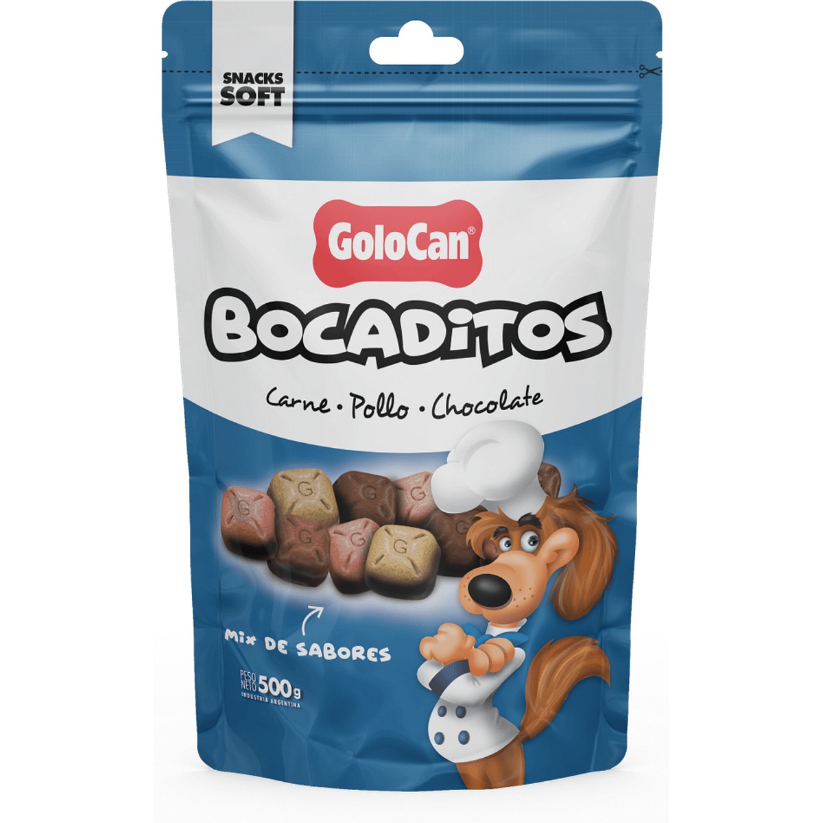 Bocaditos Golocan Snacks Blandos Carne Pollo Chocolate 500g