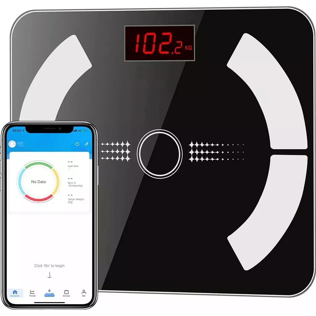 Balanza Corporal Digital Bluetooth Vidrio App 180kg Negra