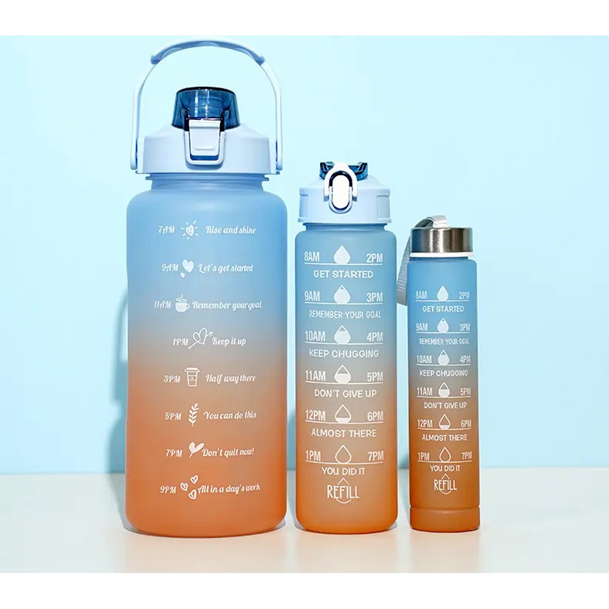 Set 3 Botellas Deportivas Motivacionales Drinkpops Sin BPA