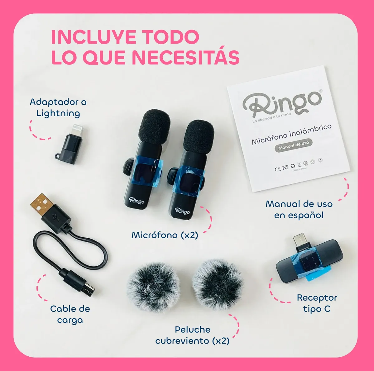 Micrófono Inalámbrico Ringo x2 Corbatero USB-C Lightning