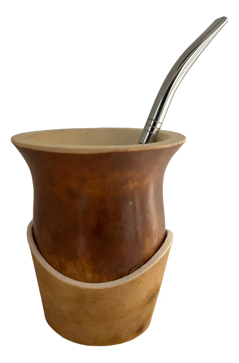 Mate Camionero Criollo Calabaza Cuero + Bombilla Pico Loro