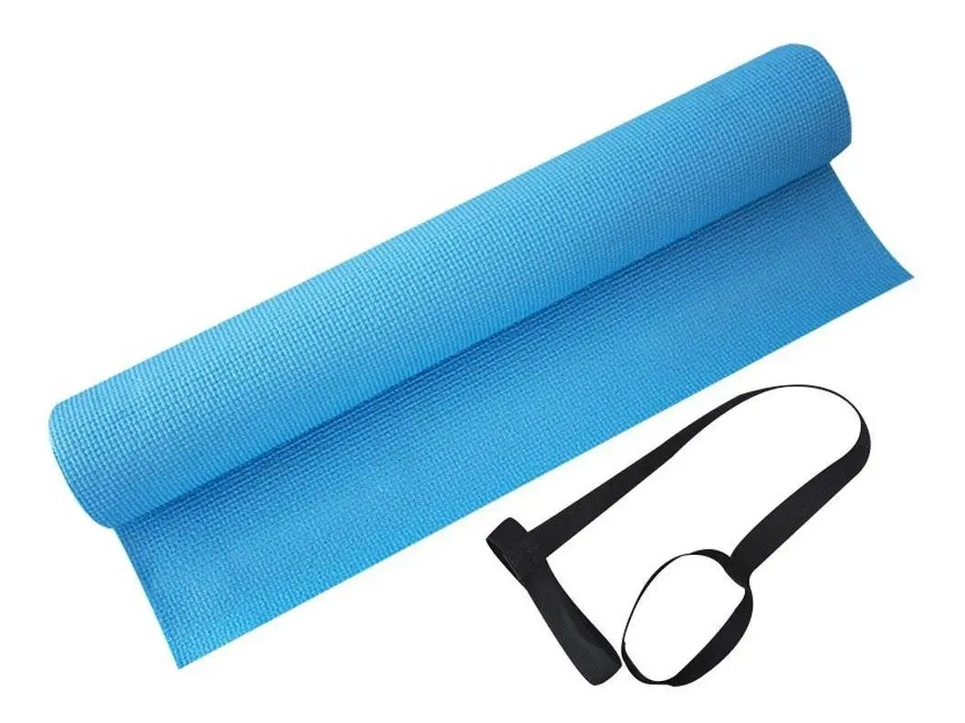 Mat De Yoga DRB Lisa Antideslizante 4mm Celeste + Correa