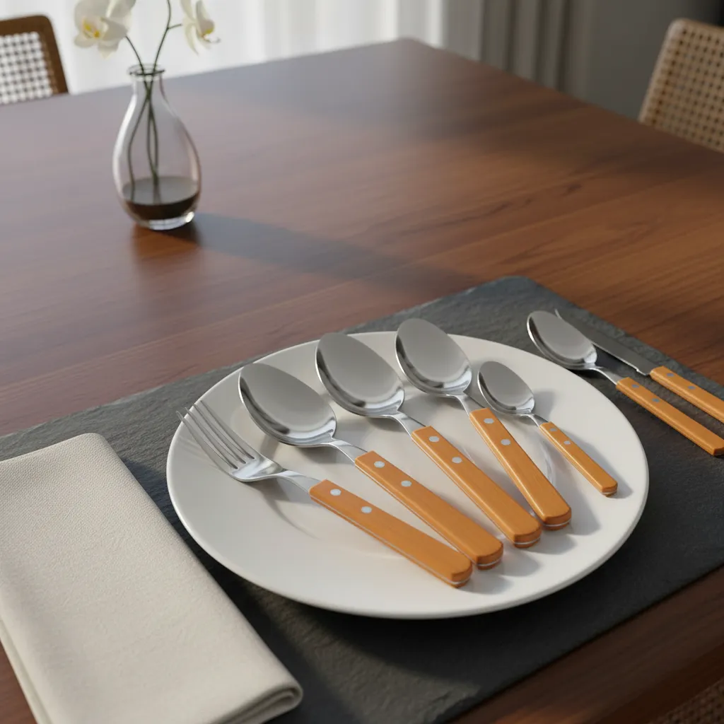 Cubiertos Tramontina Dynamic X24 Acero Inox Mango Madera