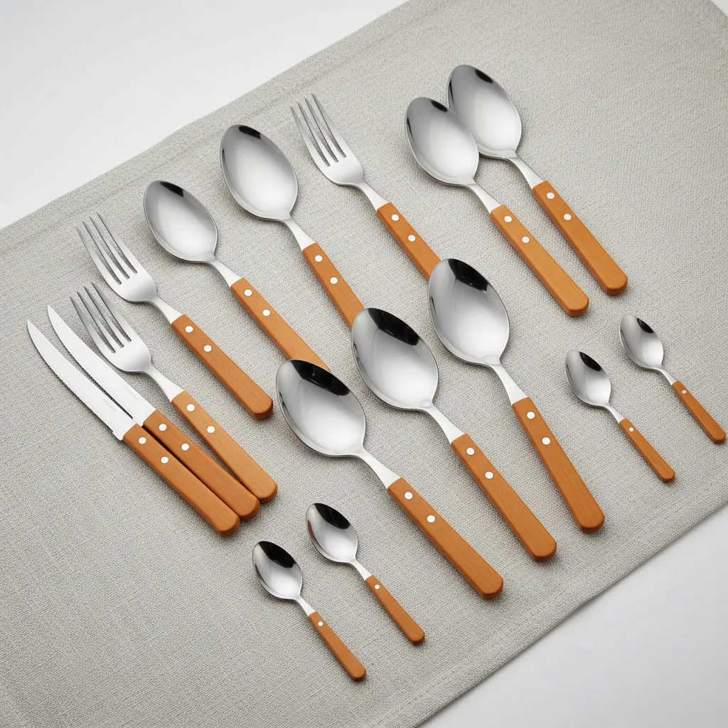 Cubiertos Tramontina Dynamic X24 Acero Inox Mango Madera