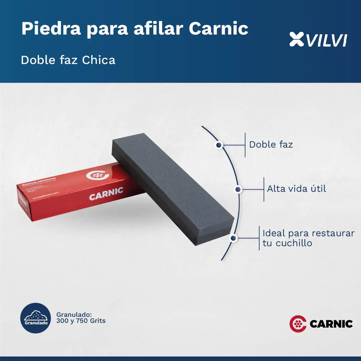 Piedra Afilar Carnic Doble Faz Grano 300/750 20cm