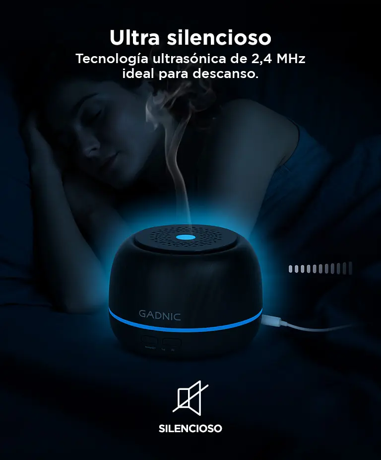 Difusor Humidificador Gadnic 300ml Efecto Madera Luz Led
