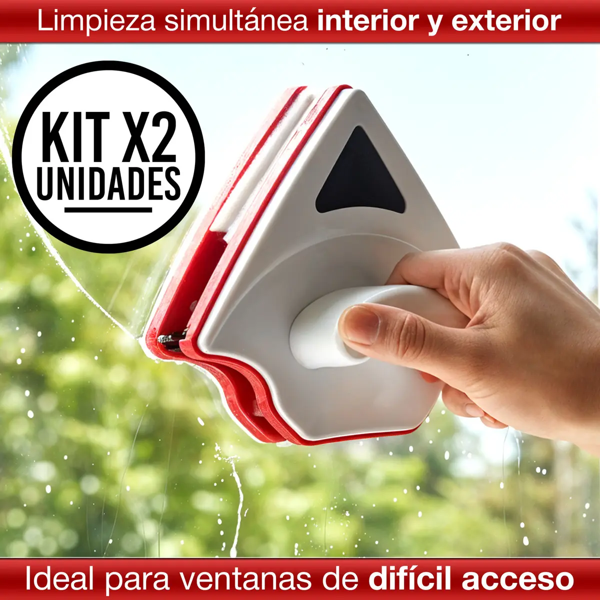 Set X2 Limpiavidrios Magnético Triangular Energy Plus