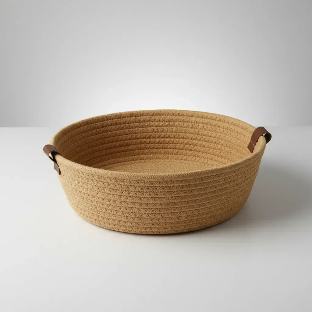 Panera Redonda Algodón 26x9cm Canasta Pan Frutas Beige