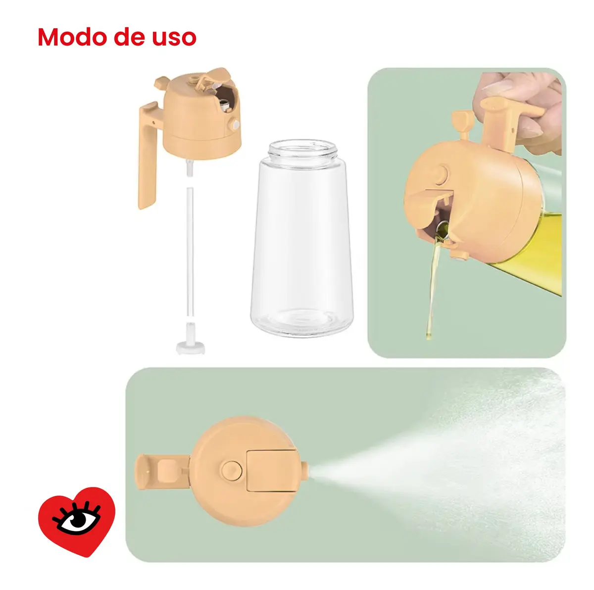 Aceitera Vidrio Pack X2 Veoquiero Rociador Spray Y Pico