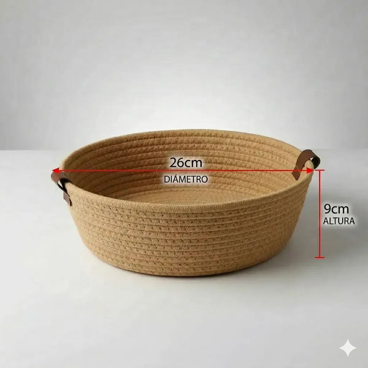 Panera Redonda Algodón 26x9cm Canasta Pan Frutas Beige