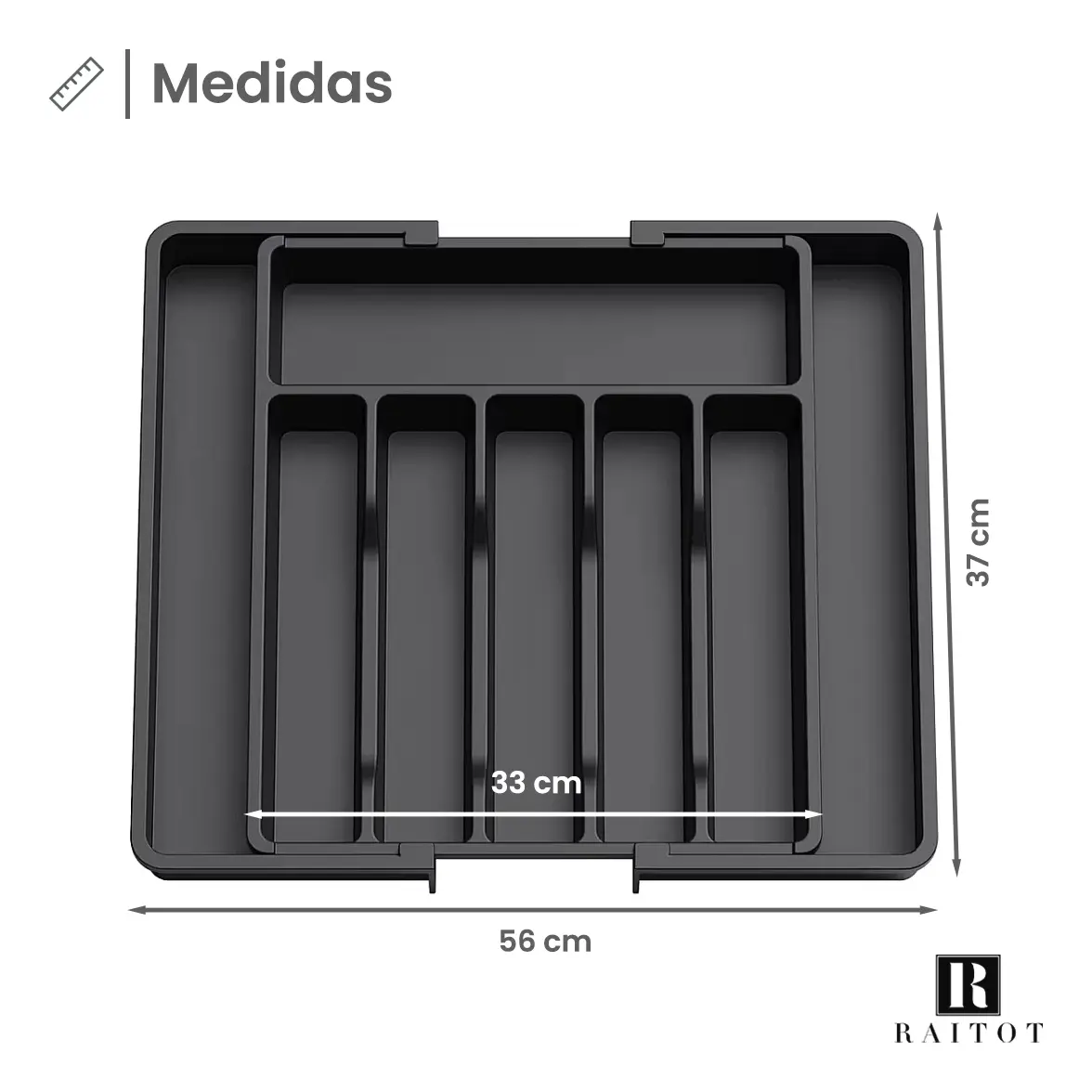 Organizador Cubiertos Extensible Raitot 8 Compartimentos